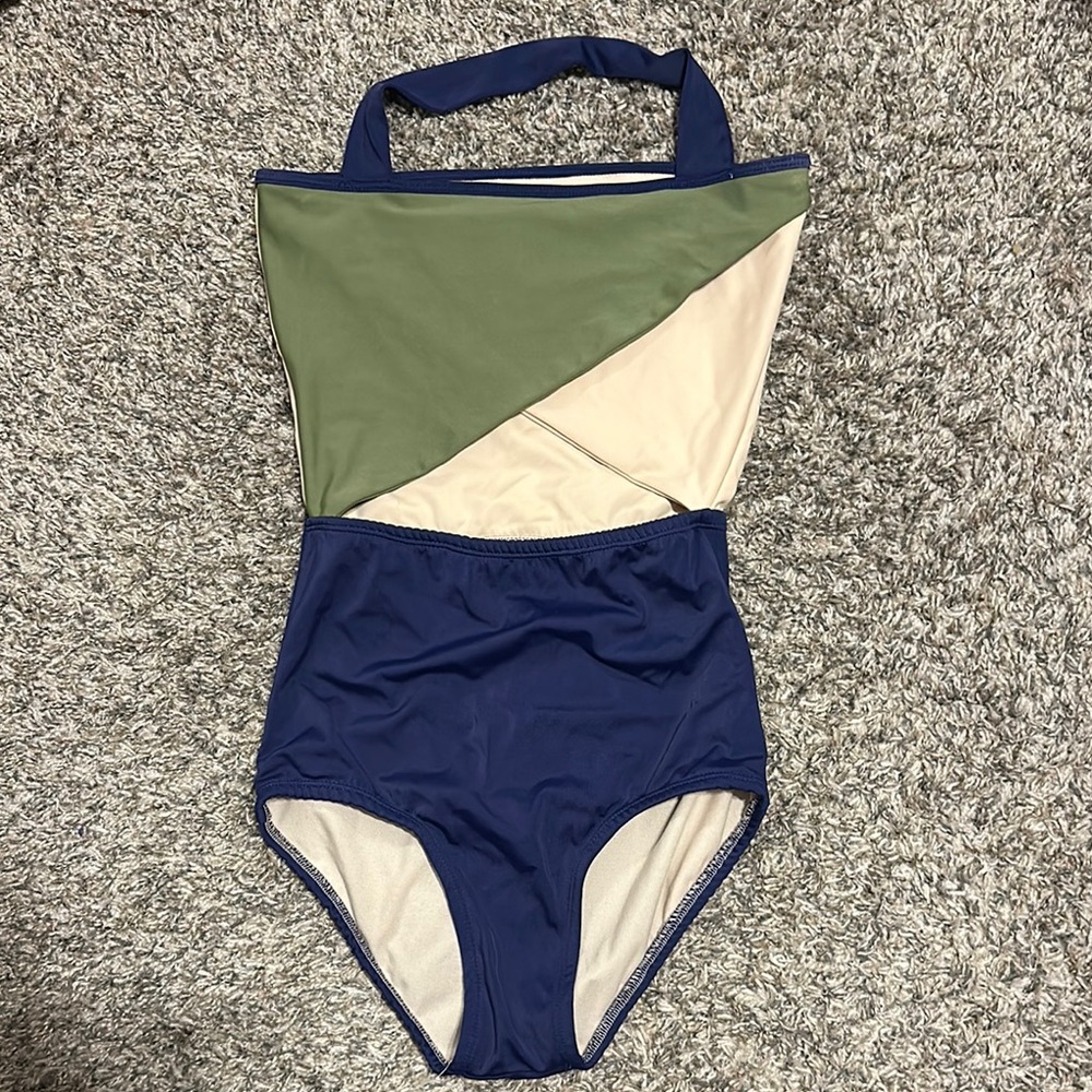 Cream and Green One Piece dance leotard